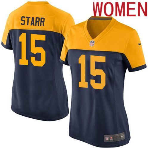 Women Green Bay Packers #15 Bart Starr Navy Blue Nike Alternate Game NFL Jersey->women nfl jersey->Women Jersey